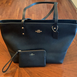 Coach Leather Zip Tote and Wristlet Wallet